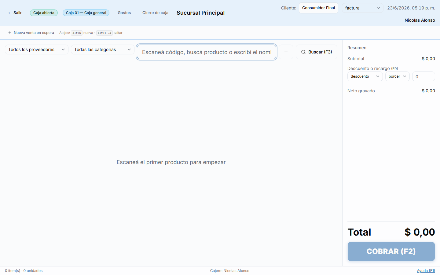 POS — modal abrir caja